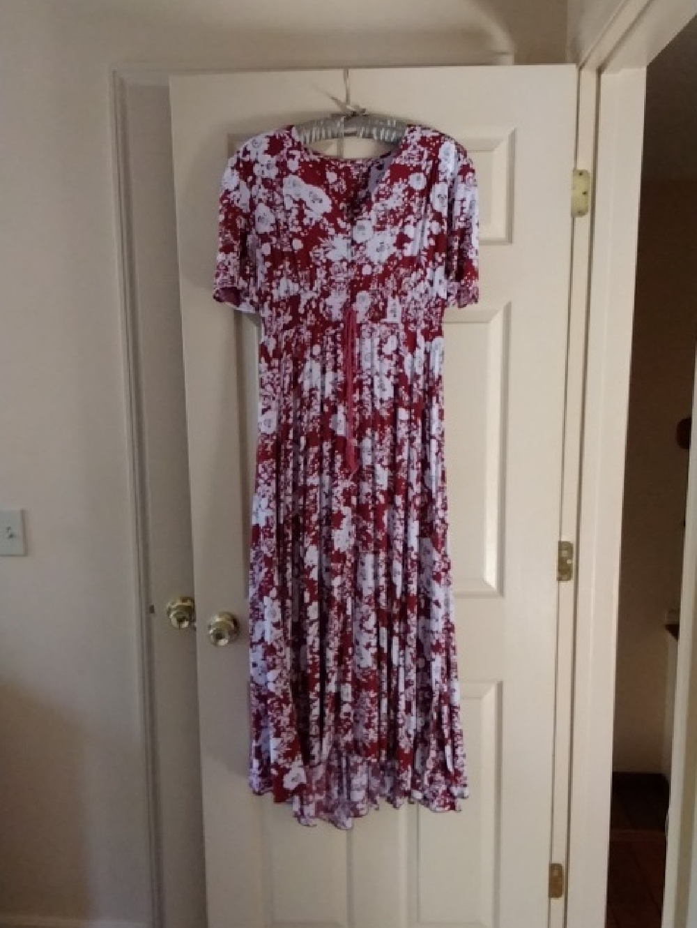 Women's Red Floral Maxi Dress